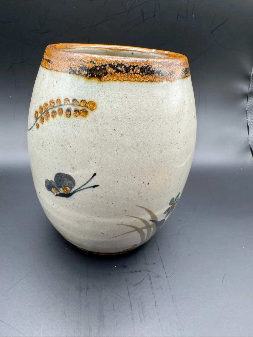 Xochiquetzal Teresa Duran Tonala Mexico Pottery Butterfly Vase Signed 5.5
